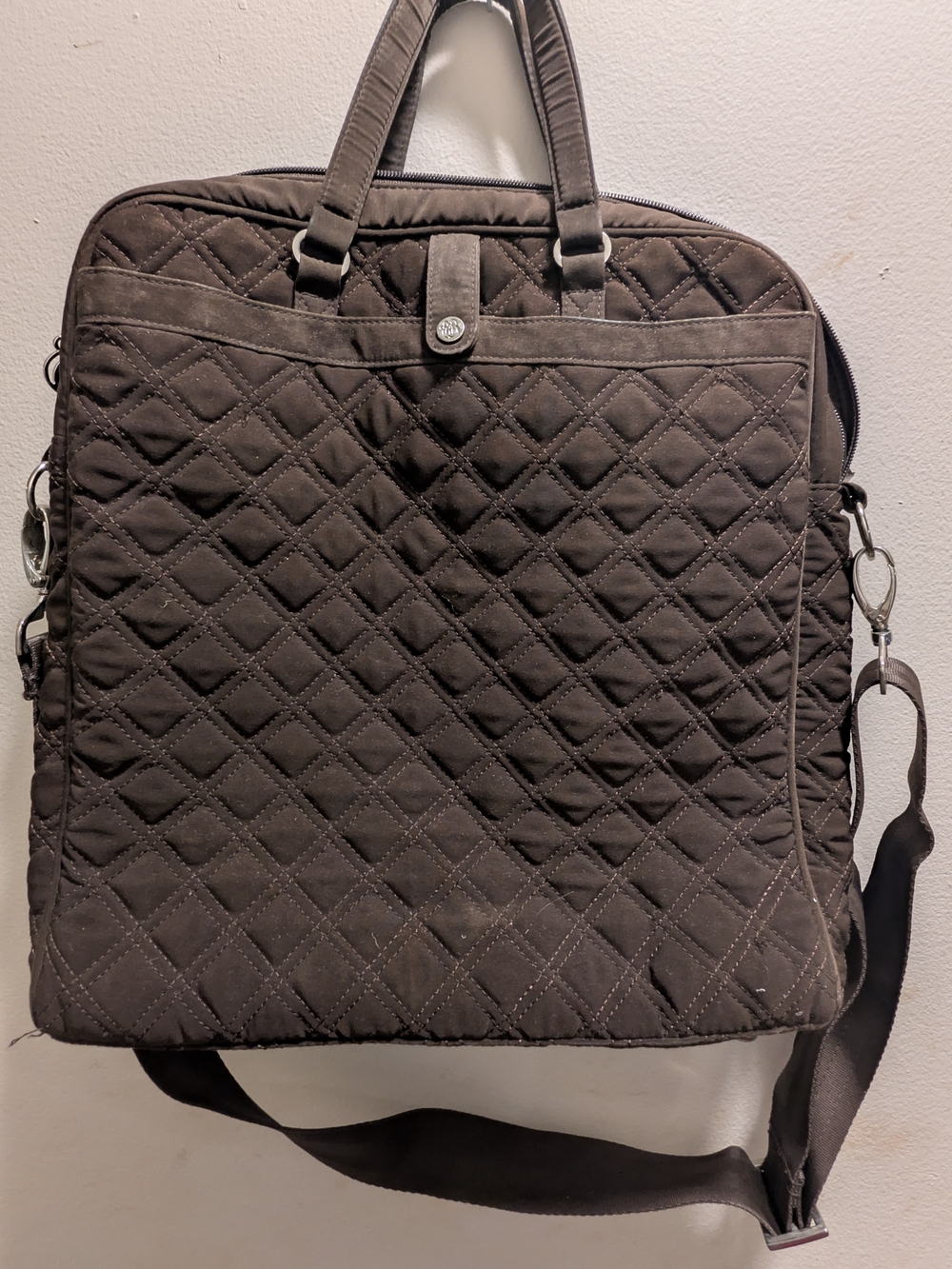 Vera Bradley Solid Brown Quilted Computer Briefcase Crossbody Bag